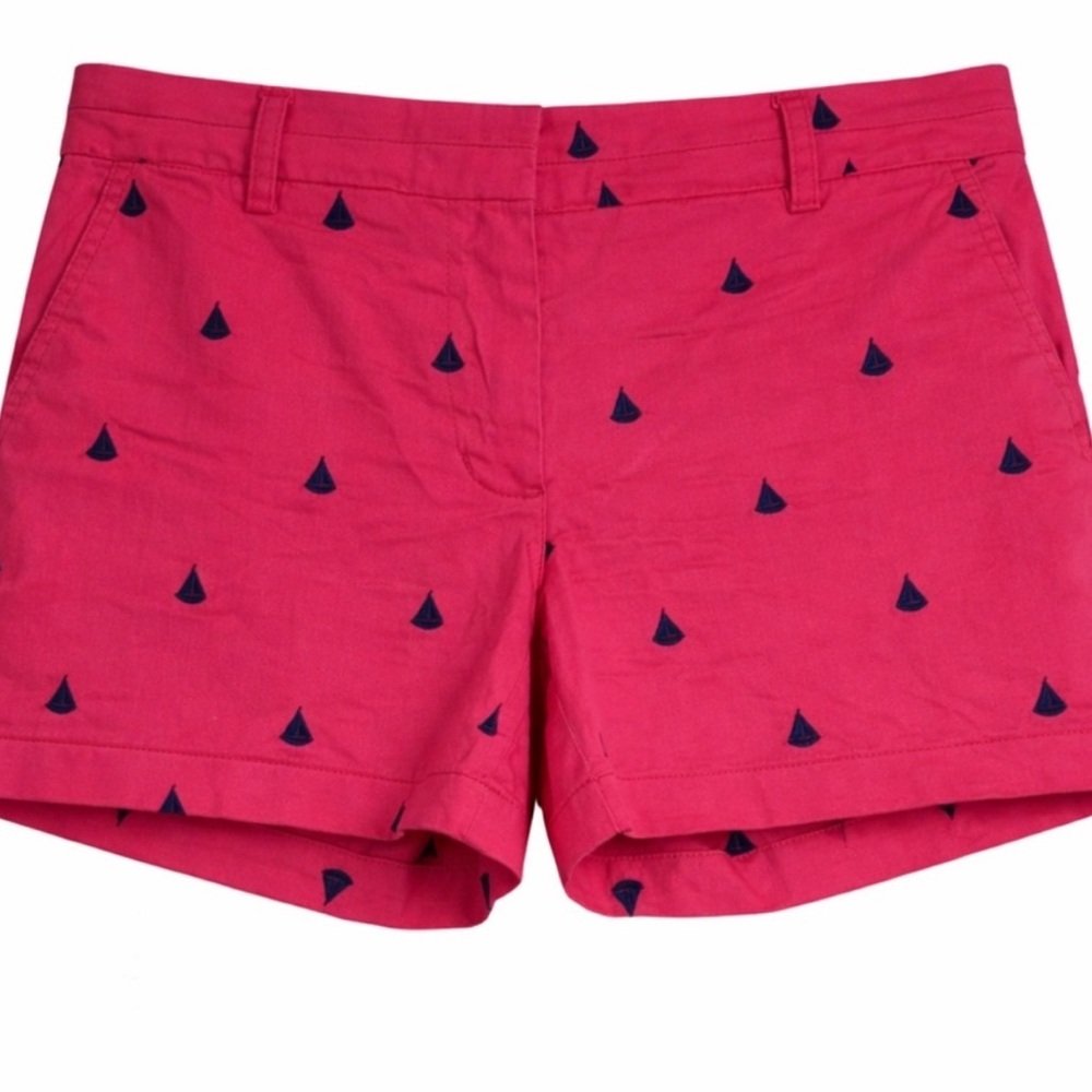 British Khaki Pink Sailboat Embroidered Chino Shorts Women’s Size 4